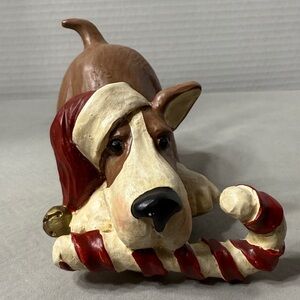 Figi Doggie Dawg Stocking Holder Hound Dog Candy Cane Vintage Christmas 1998